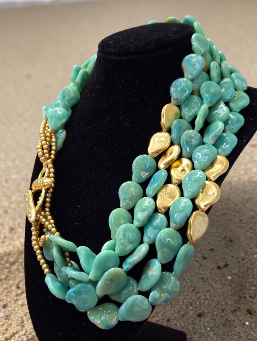 NEW! Multi-Strand Beaded Necklace with Gold Accents